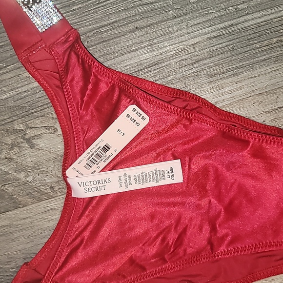 Victoria's Secret Very Sexy Shine Strap Brazilian Slip Large 💄Lipstick Red💄NEW - Picture 4 of 7